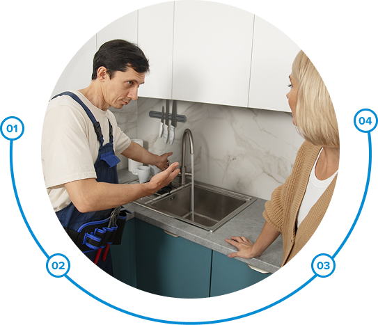 Plumber fixing kitchen sink
